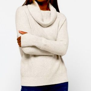 Cowl neck sweater with thumb holes